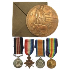 WW1 Military Medal, 1914-15 Star, British War Medal and Victory Medal Group of Four with Brothers Memorial Plaque - Cpl. W. McMillan, 5th Bn. Cameron Highlanders