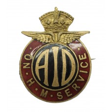 WW2 Aeronautical Inspection Directorate A.I.D. On H.M. Service Enamelled Lapel Badge