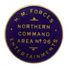 Scarce WW2  H.M. Forces Entertainment Northern Command Area No.26 Enamelled Lapel Badge