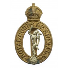 Royal Corps of Signals Cap Badge - King's Crown (1st Pattern)