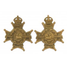 Pair of Notts & Derby Regiment (Sherwood Foresters) Collar Badges - King's Crown