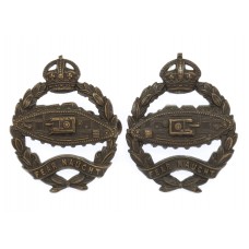 Pair of Royal Tank Regiment Officer's Service Dress Collar Badges - King's Crown