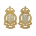 Pair of Royal Army Ordnance Corps (R.A.O.C.) Officer's Silvered & Gilt Collar Badges - King's Crown