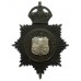 Durham County Constabulary Black Helmet Plate - King's Crown