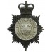 Durham County Constabulary Black and Chrome Helmet Plate - Queen's Crown