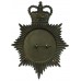 Durham County Constabulary Black and Chrome Helmet Plate - Queen's Crown