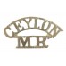 Ceylon Mounted Rifles (CEYLON/M.R.) Shoulder Title