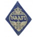 WW2 Navy, Army & Air Force Institutes (N.A.A.F.I.) Cloth Overalls Badge (White on Blue)