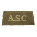 Army Service Corps (A.S.C.) WW1 Cloth Slip On Shoulder Title