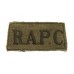 Royal Army Pay Corps (R.A.P.C.) WW2 Cloth Slip On Shoulder Title