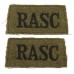 Pair of Royal Army Service Corps (R.A.S.C.) WW2 Cloth Slip On Shoulder Titles