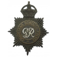 George VI Gravesend Borough Police Black Helmet Plate