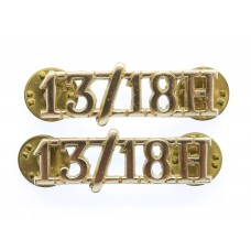 Pair of 13th/18th Hussars (13/18H) Anodised (Staybrite) Shoulder Titles