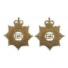 Pair of Royal Army Service Corps (R.A.S.C.) Brass Collar Badges - Queen's Crown