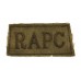 Royal Army Pay Corps (R.A.P.C.) WW2 Cloth Slip On Shoulder Title