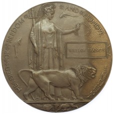 WW1 Memorial Plaque (Death Penny) - William Francis