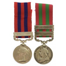 1854 IGS (Clasp - Hazara 1888) and 1895 IGS (2 Clasps - Punjab Frontier 1897-98, Tirah 1897-98) Medal Pair - Captain H.B. Wallis, 34th Bengal Infantry / 34th Pioneers