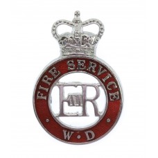 War Department Fire Service Chrome and Enamel Cap Badge - Queen's Crown