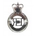 War Department Fire Service Chrome and Enamel Cap Badge - Queen's Crown