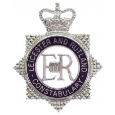 Leicester and Rutland Constabulary Senior Officer's Enamelled Cap Badge - Queen's Crown