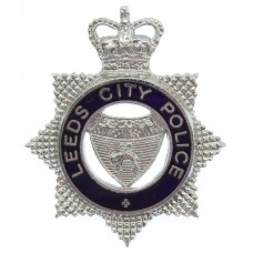 Leeds City Police Senior Officer's Enamelled Cap Badge - Queen's 