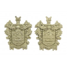 Pair of Blackpool Police White Metal Collar Badges 