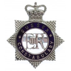 Sussex Constabulary Senior Officer's Enamelled Cap Badge - Queen's Crown