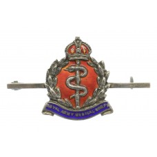 Royal Army Medical Corps (R.A.M.C.) Sterling Silver & Enamel Sweetheart Brooch - King's Crown