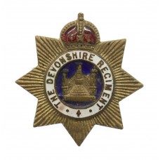 Devonshire Regiment Enamelled Sweetheart Brooch - King's Crown