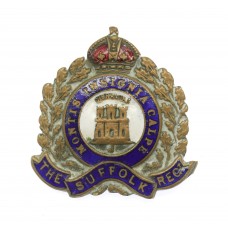 Suffolk Regiment Enamelled Sweetheart Brooch - King's Crown