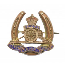 Royal Artillery Brass and Enamel Horseshoe Sweetheart Brooch 