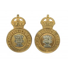 Pair of Army Catering Corps Officer's Collar Badges - King's Crown