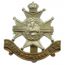 Worksop College O.T.C. Nottinghamshire Cap Badge - King's Crown