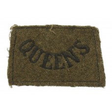 The Queen's (Royal West Surrey) Regiment (QUEEN'S) WW2 Cloth Slip On Shoulder Title