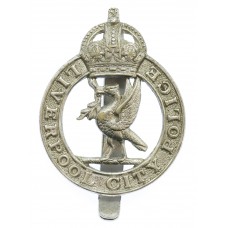 Liverpool City Police Chrome Cap Badge - King's Crown