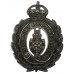 Stockport Borough Police Blackened Wreath Helmet Plate - King's Crown