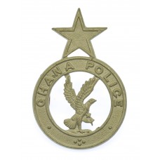 Ghana Police White Metal Cap Badge 