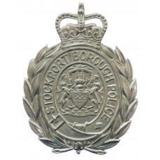 Stockport Borough Police Wreath Helmet Plate - Queen's Crown