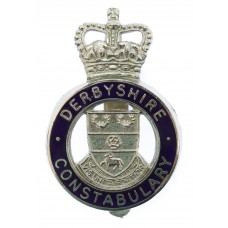 Derbyshire Constabulary Enamelled Cap Badge - Queen's Crown