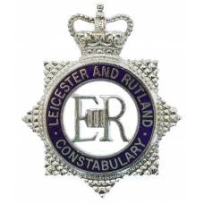 Leicester and Rutland Constabulary Senior Officer's Enamelled Cap Badge - Queen's Crown