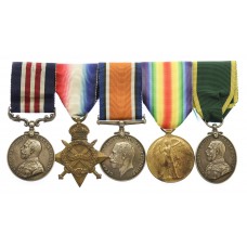 WW1 Military Medal, 1914-15 Star, British War Medal, Victory Medal and Territorial Force Efficiency Medal Group of Five - Sgt. J.F. Oakes, Army Service Corps