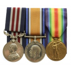 WW1 Military Medal, British War Medal and Victory Medal Group of Three - Pte. A. Hunter, Machine Gun Corps - Wounded