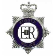 Sussex Police Senior Officer's Enamelled Cap Badge - Queen's Crown