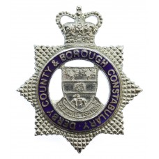 Derby County & Borough Constabulary Senior Officer's Enamelled Cap Badge - Queen's Crown