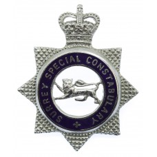 Surrey Special Constabulary Senior Officer's Enamelled Cap Badge - Queen's Crown