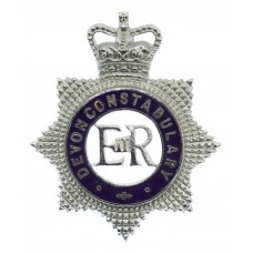 Devon Constabulary Senior Officer's Enamelled Cap Badge - Queen's Crown