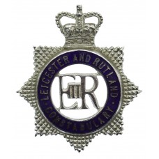 Leicester and Rutland Constabulary Senior Officer's Enamelled Cap Badge - Queen's Crown