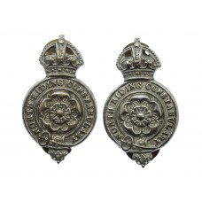 Pair of North Riding Constabulary Collar Badge - King's Crown