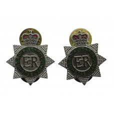 Pair of Royal Parks Constabulary Enamelled Collar Badges - Queen's Crown