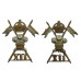 Pair of 12th Royal Lancers Collar Badges - King's Crown